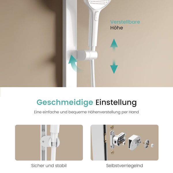 Duschstange mit verstellbarer Höhe für einfache Höhenverstellung per Hand