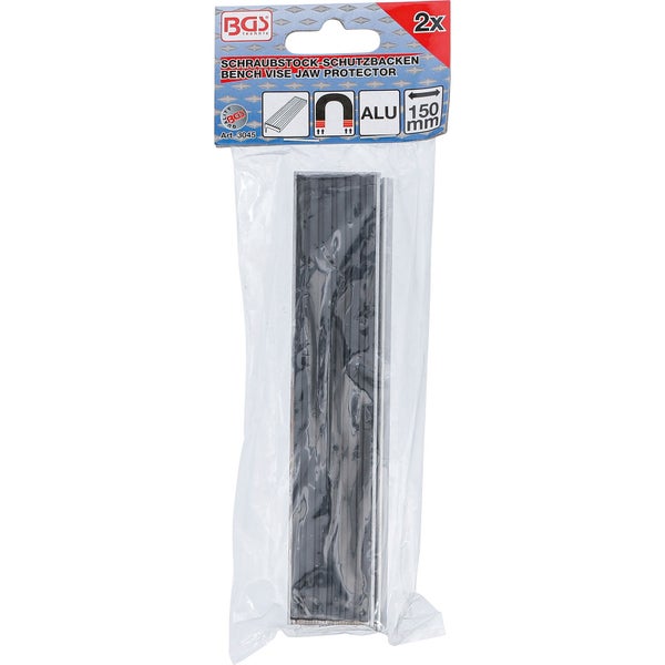 BGS Technic Schraubstock Schutzbacken Set mit Magnet und Aluminium in der Länge 150 mm verpackt
