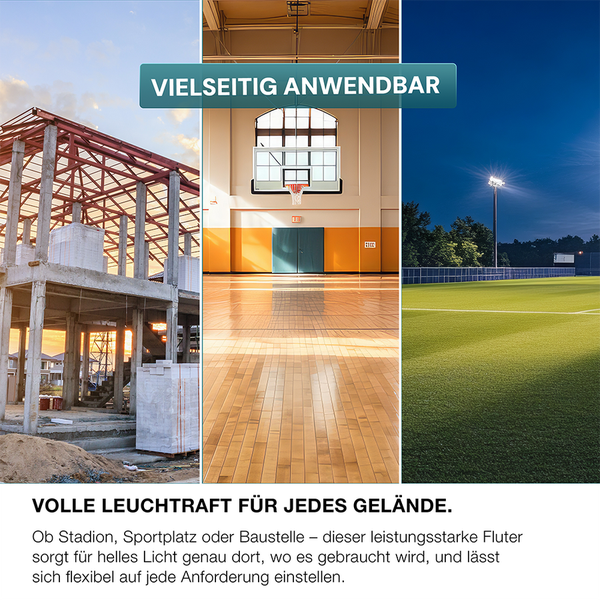 LUXULA Stadion Fluter LED Flutlicht 500W Baustrahler 70000lm 5000K Neutralweiß IP65 Profi Hallenstrahler