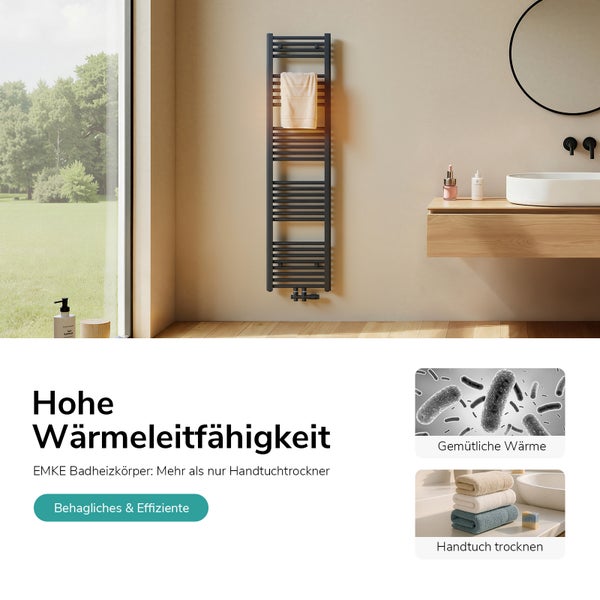 Badezimmer mit Handtuchheizkörper und Waschbecken