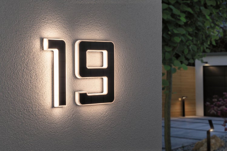 Set Solar LED Hausnummernleuchte inkl. wechselbarer Akku Nummer 19 3000K 2x6lm 2x0,2W Schwarz