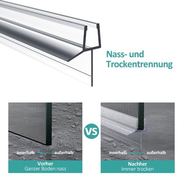 EMKE Ersatzdichtung Dichtkeder Für 4-6mm Glasdicke Wasserabweiser 800mm Duschdichtung Duschkabine Mit Abreißbare Dichtungslippe