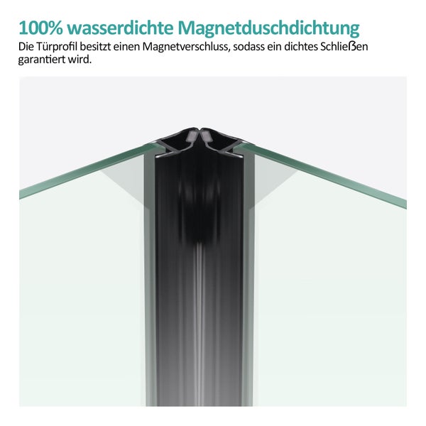 EMKE Duschkabine 90 x 90 cm Schiebetür mit  Rollen, 5 mm ESG-Sicherheitsglas, Mattschwarz, Schnellmontage, Höhe: 190 cm