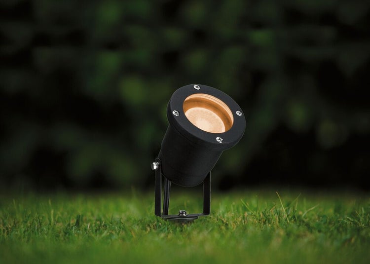 LED Gartenstrahler Goldlicht insektenfreundlich IP65 rund 92mm 2200K 4,3W 320lm 230V 38° Schwarz Metall