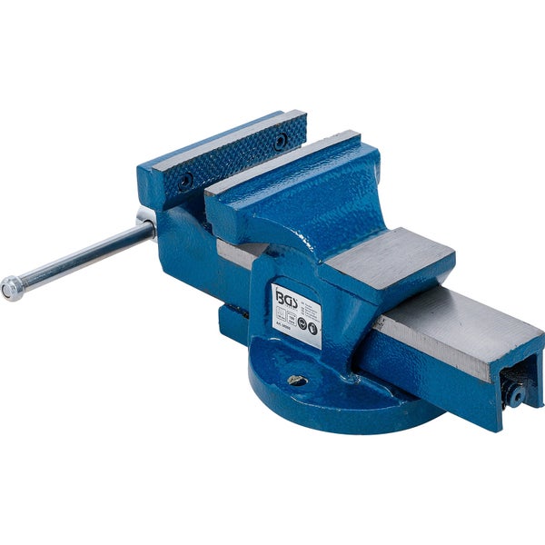 Blauer Schraubstock mit Metallbacken