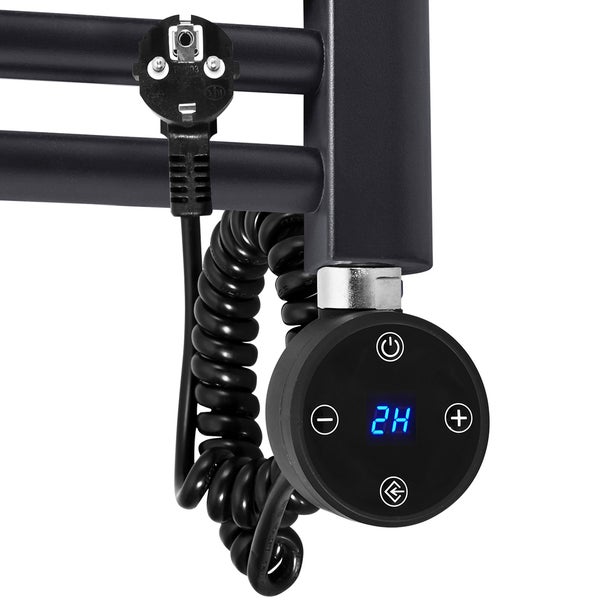 EMKE Heizstab Schwarz 1200W mit Temperaturanzeige & Timer, mechanische Tasten, Stromausfall-Memory, G1/2, 820×60×40 mm, IP44, geeignet für elektrische Heizkörper
