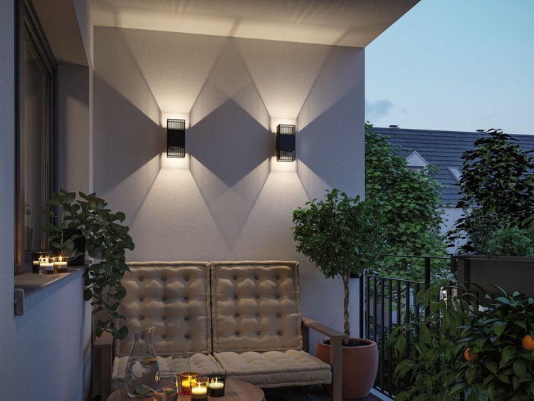 LED Wandleuchte Tharin IP44 3000K 120x104mm 2x3,7W Schwarz
