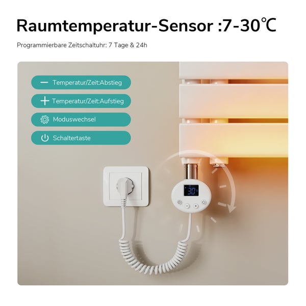 Raumthermostat zur Temperaturregelung mit programmierbarer Zeitschaltuhr