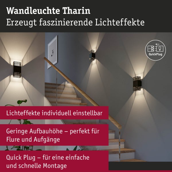 LED Wandleuchte Tharin IP44 3000K 120x104mm 2x3,7W Schwarz