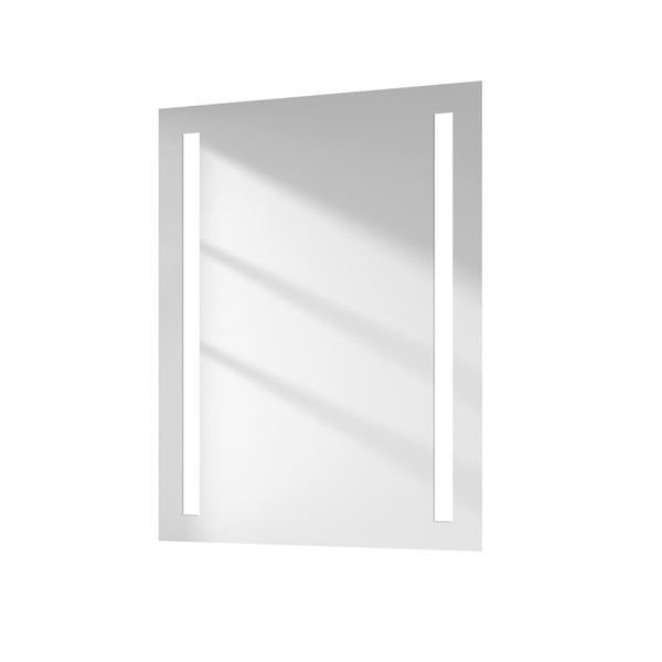 EMKE Badspiegel mit Beleuchtung 80x60 cm, Kaltweiß, Wandanschluss, IP44, integrierter LED Spiegel, HD-Spiegelfläche, horizontal & vertikal montierbar, für Badezimmer