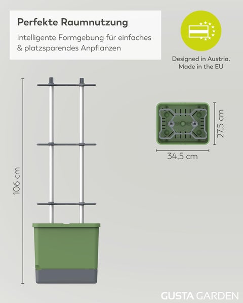 Pflanzkasten mit Rankhilfe, 106 cm hoch, für den platzsparenden Anbau