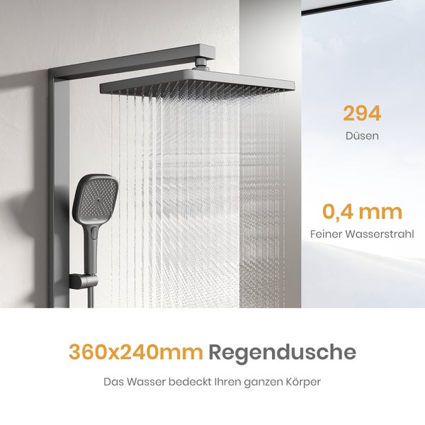 Regendusche mit 294 Düsen und feinem Wasserstrahl von 0,4 mm