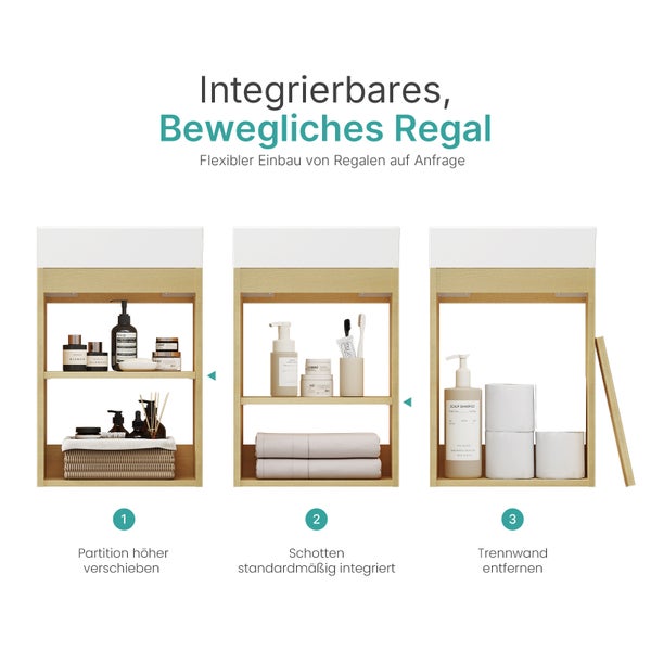 EMKE Waschtisch-Set 41,7 × 24 × 64,6 cm (B×T×H), mit Soft-Close-Funktion, Ablageboden, reversibel, Eiche, für Badezimmer