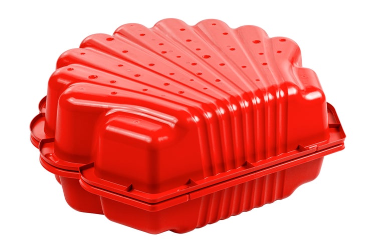 Rote Muschelförmige Sandkiste aus Kunststoff