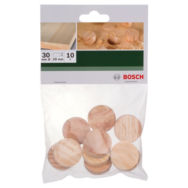 Bosch Astlochstopfen aus Holz Durchmesser 30 Millimeter 10 Stück pro Packung