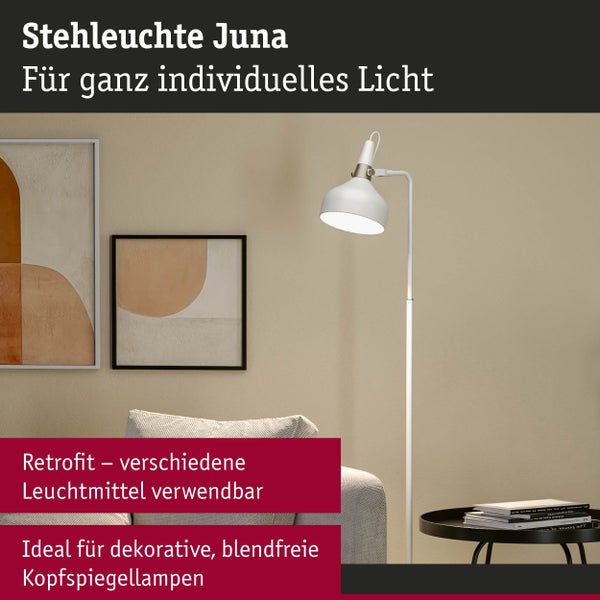 Stehleuchte Juna E14 max. 20W Weiß matt, Champagner Metall