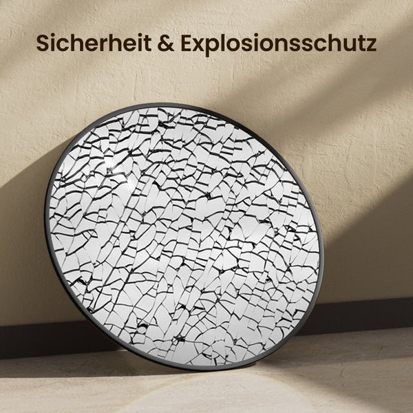 EMKE LED Badspiegel Ø60 cm, Aluminiumrahmen in Schwarz, rostfreier Spiegel, IP44, für Badezimmer