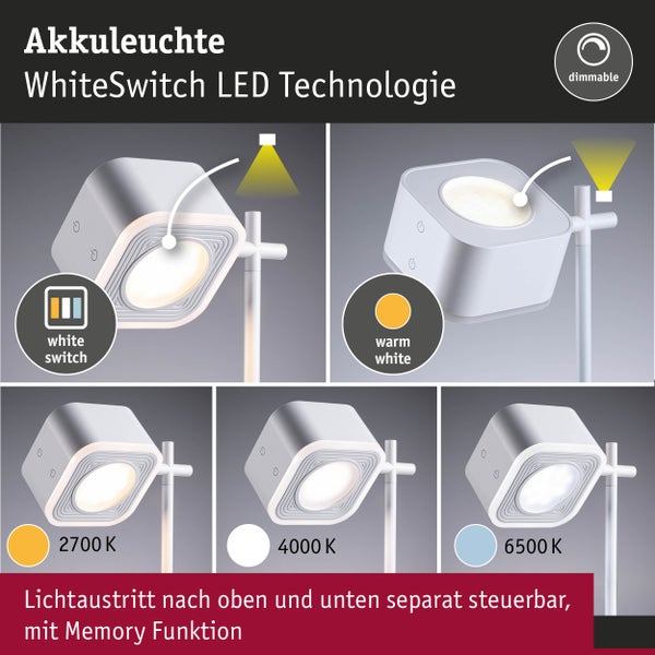 Mobile Tischleuchte Varia White Switch 250lm / 60lm 1,6W / 0,4W Weiß