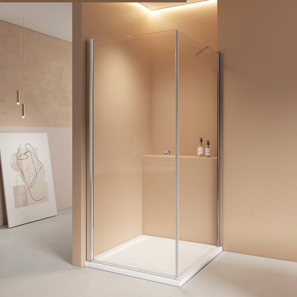 EMKE Duschkabine 80 x 80 x 195 cm Nischentür Pendeltür Nano Beschichtung Duschwand Schwingtür Duschtür Seitenwand Eckeinstieg