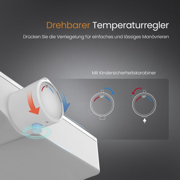 EMKE Duschsystem mit Thermostat, 3 Strahlarten, Überkopfbrause & Handbrause, Verbrühungsschutz, Wandmontage, 114,6 x 45 x 48 cm, mattweiß
