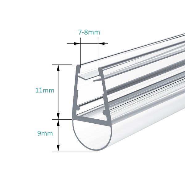EMKE Duschkabinen Dichtungsstreifen 1000mm, für 7-8mm Glas, Transparent, PVC-Material
