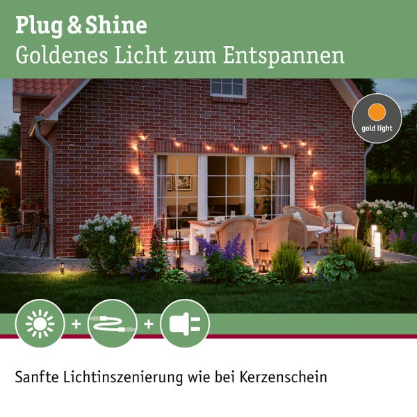 Plug and Shine Gartenbeleuchtung mit Lichterkette und Aussenleuchten für eine entspannte Atmosphäre