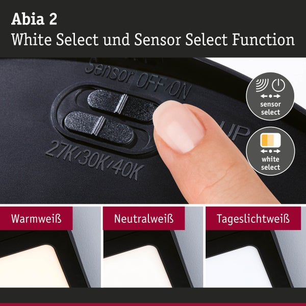 Abia 2 Deckenleuchte mit White Select und Sensor Select Funktion.