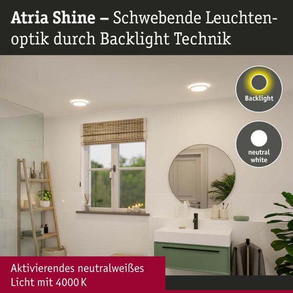 LED Panel Atria Shine Backlight IP44 rund 190mm 11,2W 850lm 4000K Weiß