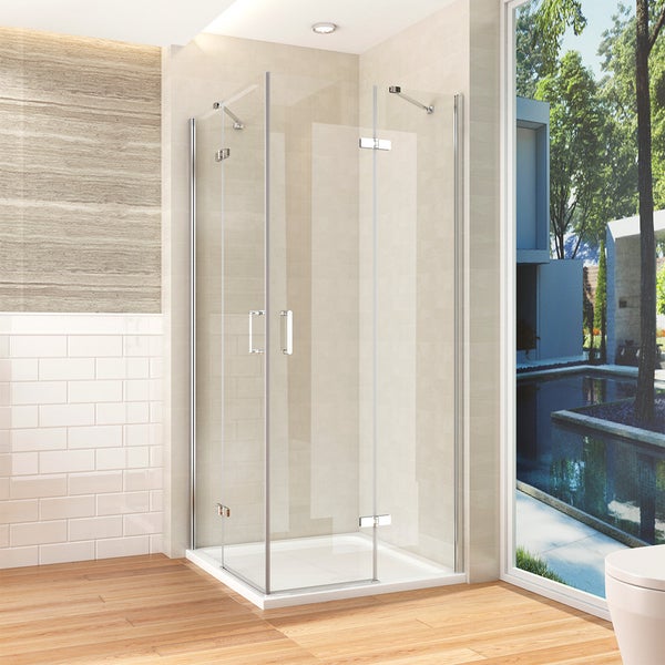 EMKE Duschkabine Eckeinstieg Dusche Duschabtrennung mit 5 mm NANO-Glas, 75x80cm, 195cm Höhe