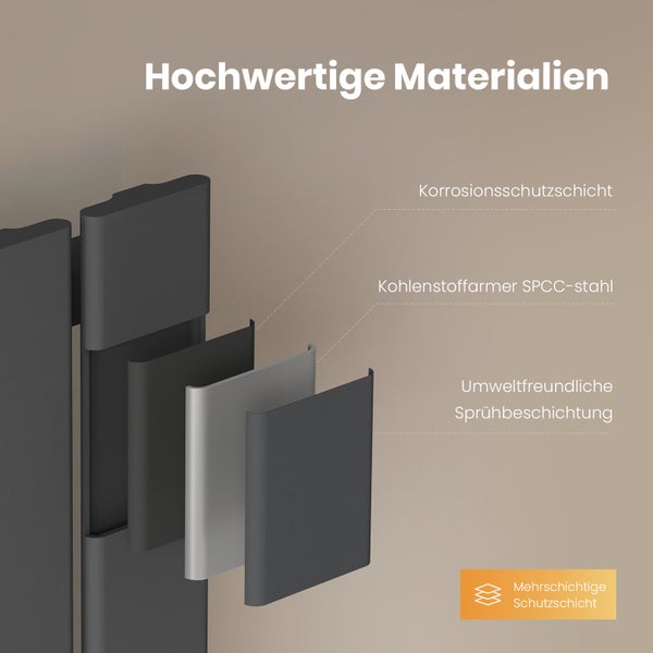 EMKE Flachheizkörper 90x30 cm, Design Paneelheizkörper, Wandmontage, Einlagig, Vertikal, Mittelanschluss, 297 W, Anthrazit