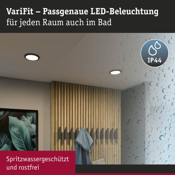 VariFit LED Einbaupanel Areo IP44 rund 118mm 6,5W 550lm 3000K Schwarz