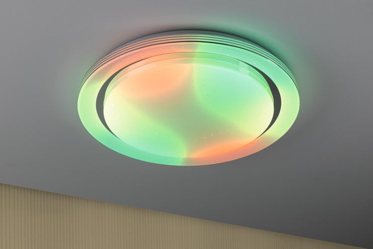 LED Deckenleuchte Rainbow mit Regenbogeneffekt RGBW+ 2800lm 230V 38,5W dimmbar Chrom, Weiß