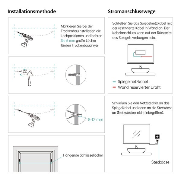 EMKE LED Badspiegel 80x60cm Badezimmerspiegel mit Warmweißer Beleuchtung