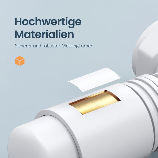 EMKE Heizkörperthermostat Multiblock-Set – Anschlussarmatur mit Thermostat für Heizkörper und Handtuchtrockner, Heizungszubehör in Eck- und Durchgangsform φ16xG1/2, Weiß
