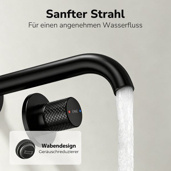 Unterputz Waschtischarmatur mit Wasserstrahl und integriertem Waben Luftsprudler zur Geräuschreduzierung von Emke.