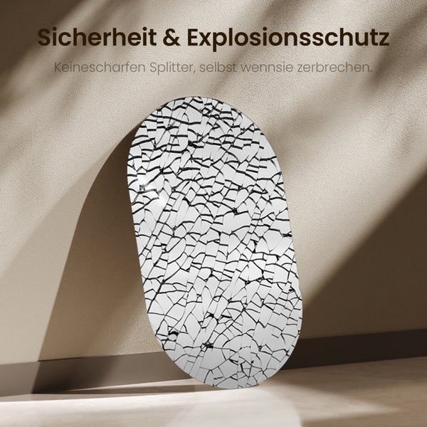 EMKE Badspiegel oval 40x70 cm, rahmenloses Design, flexibel montierbar, sicherer & rostfreier Spiegel, für Badezimmer geeignet