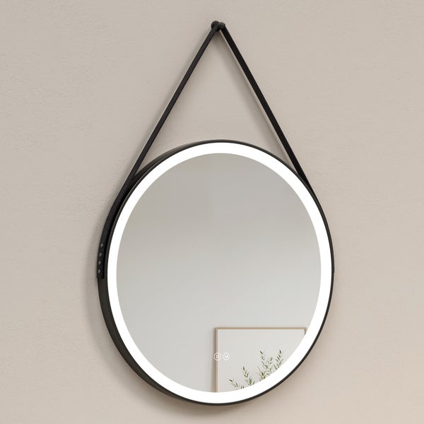 Runder Spiegel mit LED-Beleuchtung und Aufhängung