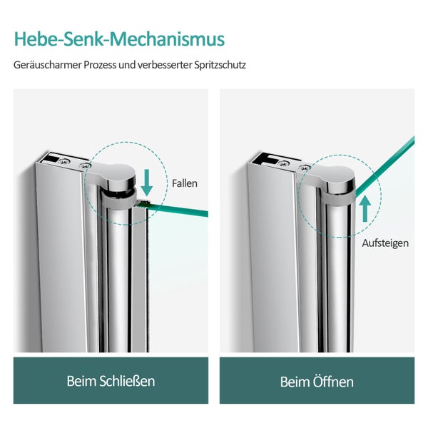 EMKE Badewannenaufsatz 70 x 140 cm, Duschwand für Badewanne, 6 mm ESG-Sicherheitsglas mit Nano-Beschichtung, Schwenktür mit Hebe-Senk-Funktion, Chrom