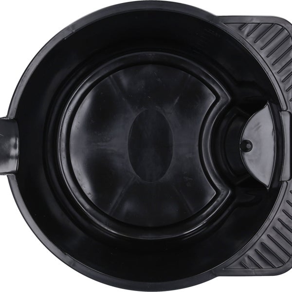 Schwarze Pflanzschale aus Kunststoff, Ansicht von oben