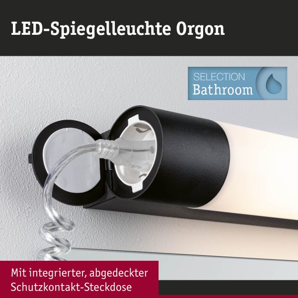 Selection Bathroom LED Spiegelleuchte Orgon Steckdose IP44 3000K 600lm 230V 7,5W Schwarz
