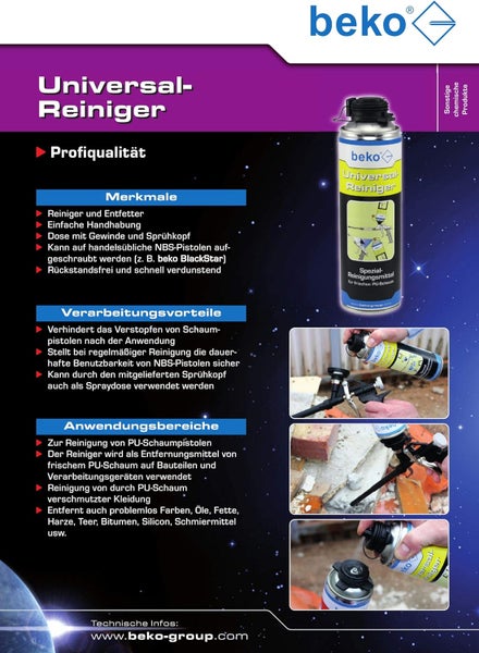 beko 6 x beko Pistolenschaum Polyurethanschaum 750 ml inkl. Universalreinger 500ml