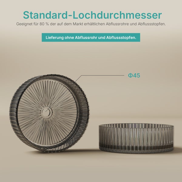 Ablaufgarnitur mit Standard-Lochdurchmesser von 45 Millimetern