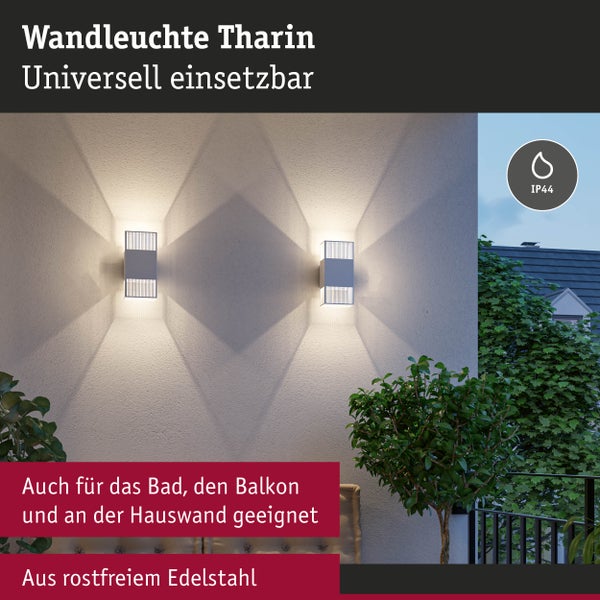 LED Wandleuchte Tharin IP44 3000K 120x104mm 2x3,7W Weiß