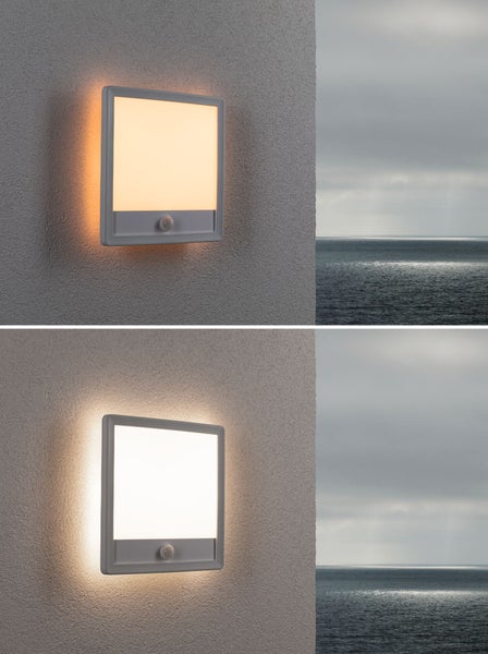 LED Außenpanel Lamina Backlight Dämmerungsgesteuerter Bewegungsmelder (IR) insektenfreundlich IP44 eckig 250x47mm Tunable Warm 14W 920lm 230V Weiß Kunststoff