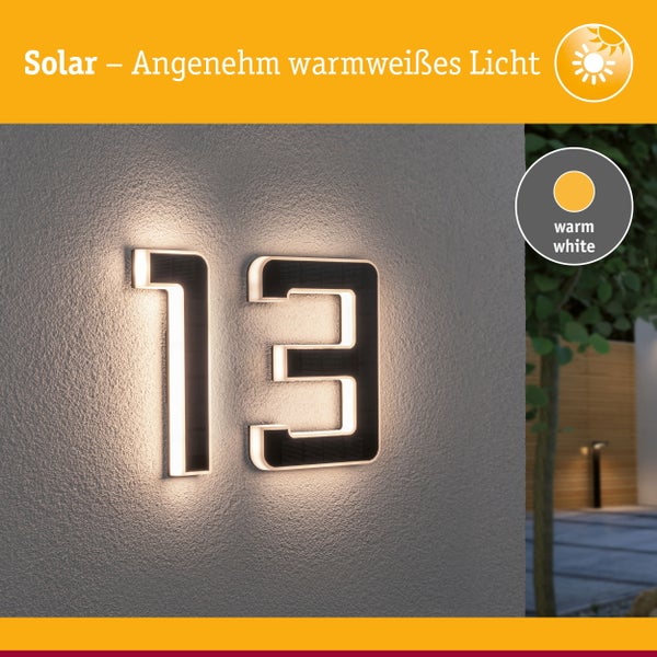 Set Solar LED Hausnummernleuchte inkl. wechselbarer Akku Nummer 13 3000K 2x6lm 2x0,2W Schwarz