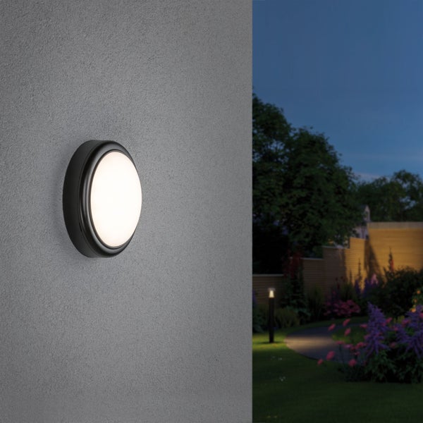 LED Außenwandleuchte IP44 180mm 3000K 15W 1050lm 230V Grau Kunststoff