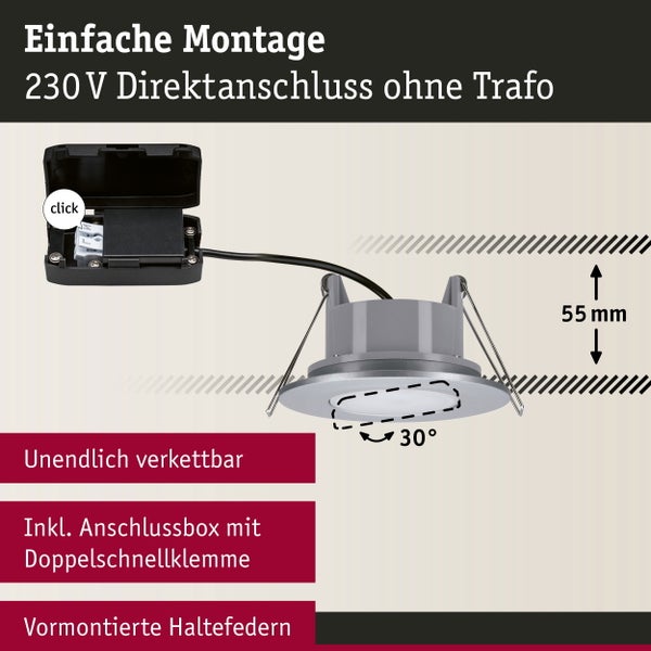LED Einbauleuchte Calla Basisset schwenkbar IP65 rund 90mm 30° 10x6W 10x500lm 230V 4000K Schwarz matt