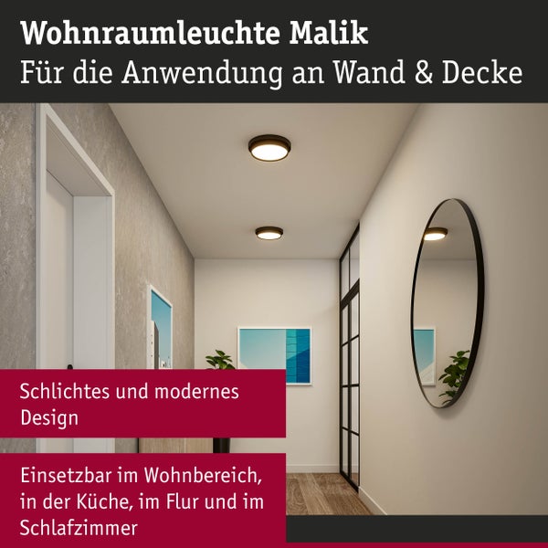 LED Deckenleuchte 3-Step-Dim Malik 2700K 850lm 230V 13,5W dimmbar Schwarz matt