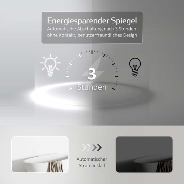EMKE Badspiegel mit Beleuchtung ф50cm, LED-Spiegel mit Touchschalter, rund, Anti-Beschlag, Kaltweiß