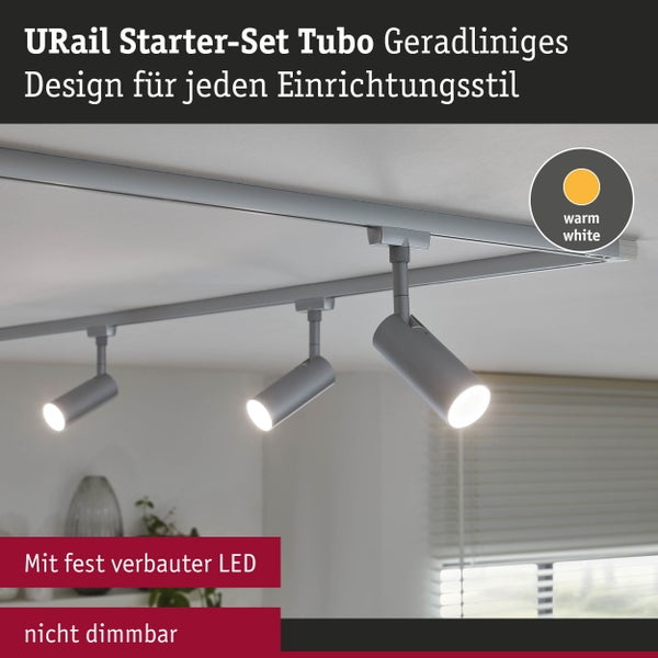 URail Schienenspot Tubo Starterset 3x237lm 3x4,5W 3000K 230V Chrom matt